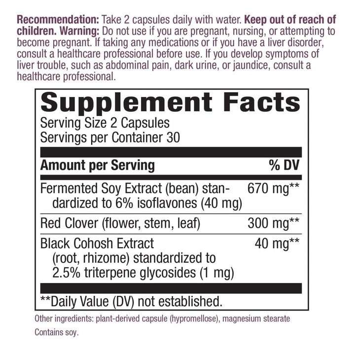 Nature's Way Premium Blend EstroSoy Menopause Relief Blend - Black Cohosh Extract and Fermented Soy - 60 VegCaps - The Oasis of Health