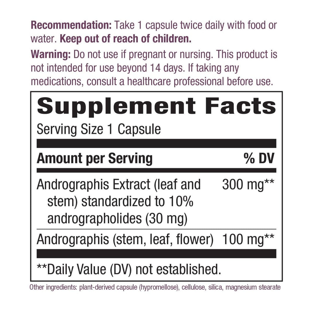 Nature's Way Premium Extract Andrographis, Immune Support*, 300 mg Andrographis Extract per serving, 60 Capsules - The Oasis of Health