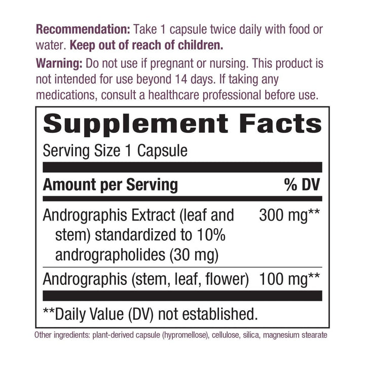 Nature's Way Premium Extract Andrographis, Immune Support*, 300 mg Andrographis Extract per serving, 60 Capsules - The Oasis of Health