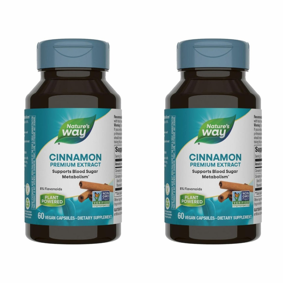 Nature's Way Premium Extract Cinnamon Standardized to 8% Flavonoids 60 Vcaps (Pack of 2) - The Oasis of Health