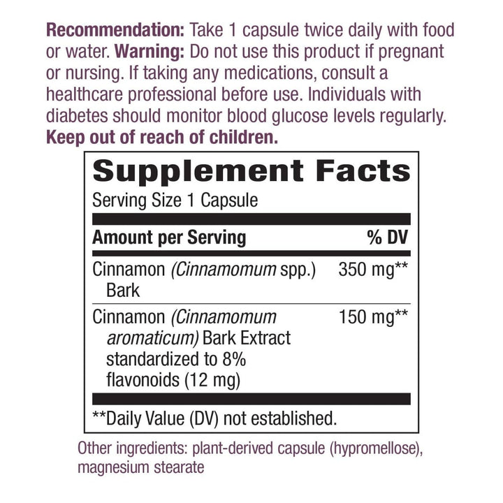 Nature's Way Premium Extract Cinnamon Standardized to 8% Flavonoids 60 Vcaps - The Oasis of Health