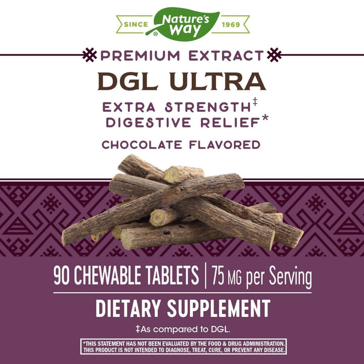 Nature's Way Premium Extract DGL Ultra 75 mg per serving 90 Chewables German Chocolate Flavor - The Oasis of Health
