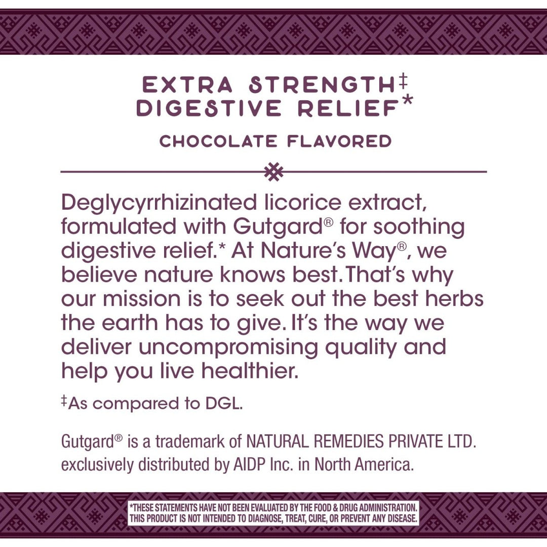 Nature's Way Premium Extract DGL Ultra 75 mg per serving 90 Chewables German Chocolate Flavor - The Oasis of Health