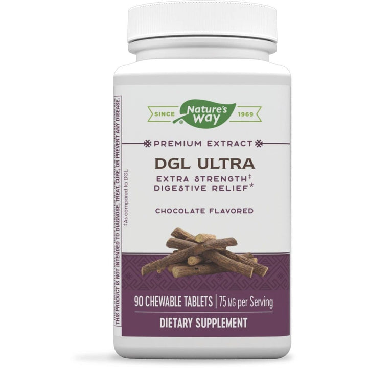 Nature's Way Premium Extract DGL Ultra 75 mg per serving 90 Chewables German Chocolate Flavor - The Oasis of Health