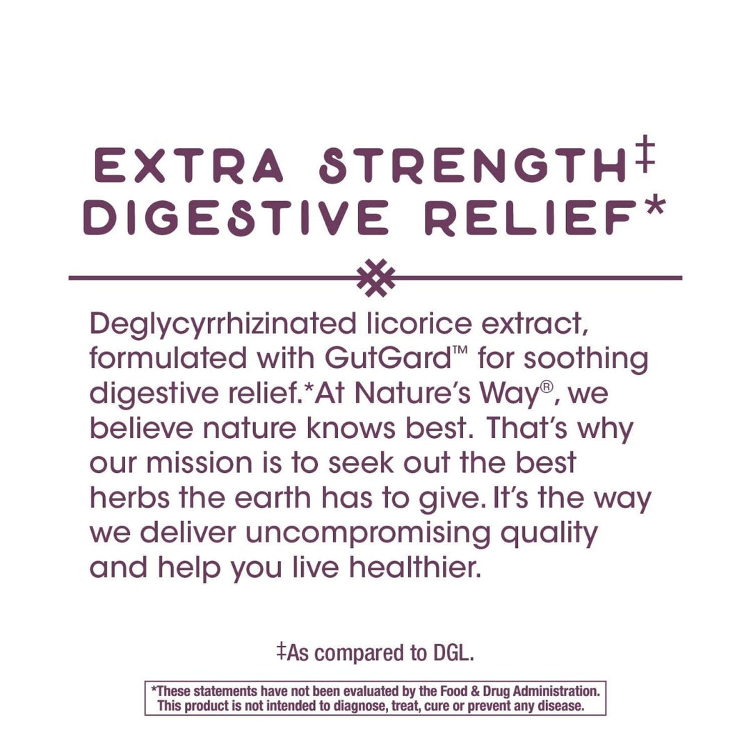 Nature?s Way Premium Extract DGL Ultra Extra Strength Digestive Relief*, 90 Capsules - The Oasis of Health
