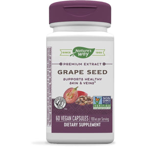 Nature's Way Premium Extract Grape Seed Standardized to 95% Polyphenols, 100 mg per serving, 60 VCaps - The Oasis of Health