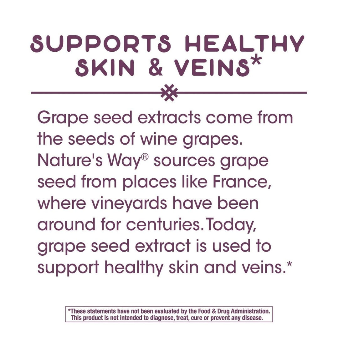 Nature's Way Premium Extract Grape Seed Standardized to 95% Polyphenols, 100 mg per serving, 60 VCaps - The Oasis of Health