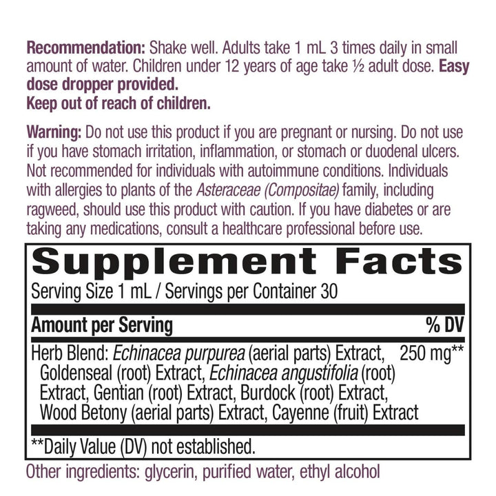 Nature's Way Premium Formula Echinacea - Goldenseal,Liquid, 250 mg per serving, 1.01 Oz. - The Oasis of Health