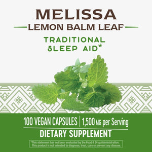 Nature's Way Premium Herbal Melissa Lemon Balm Leaf, 1,500 mg per serving, 100 VCaps - The Oasis of Health