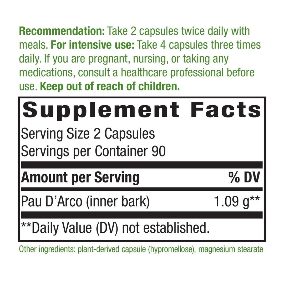 Nature's Way Premium Herbal Pau d'Arco Inner Bark, 180 Capsules - The Oasis of Health