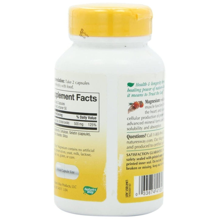 Nature's Way Premium Magnesium Complex Supplement, 500 mg per Serving, 100 Capsules - The Oasis of Health