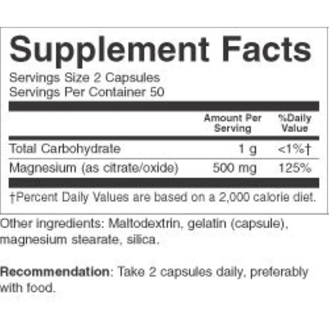 Nature's Way Premium Magnesium Complex Supplement, 500 mg per Serving, 100 Capsules - The Oasis of Health