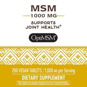 Nature's Way Premium Quality MSM 1000 mg Pure OptiMSM 200 Count - The Oasis of Health