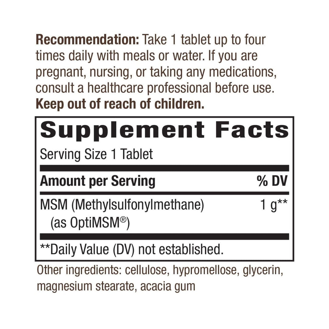 Nature's Way Premium Quality MSM 1000 mg Pure OptiMSM 200 Count - The Oasis of Health
