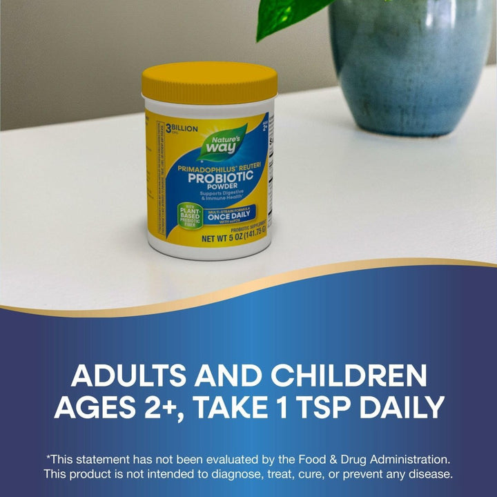 Nature's Way Primadophilus Reuteri Probiotic Powder, Supports Digestive & Immune Health*, Multi - Strain Formula, with Prebiotics, 3 Billion Live Cultures, 5 Oz (Packaging May Vary) - 2 Pack - The Oasis of Health