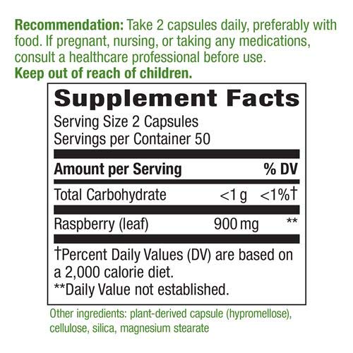 Nature's Way - Red Raspberry Leaves, 450 mg, 100 Capsules - The Oasis of Health