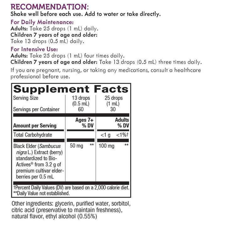 Nature's Way Sambucus Elderberry Drops with Ultra Strength Elderberry, Immune Support*, Made from 6400mg of Elderberries per 1 mL, 1 Fl. Oz. - The Oasis of Health