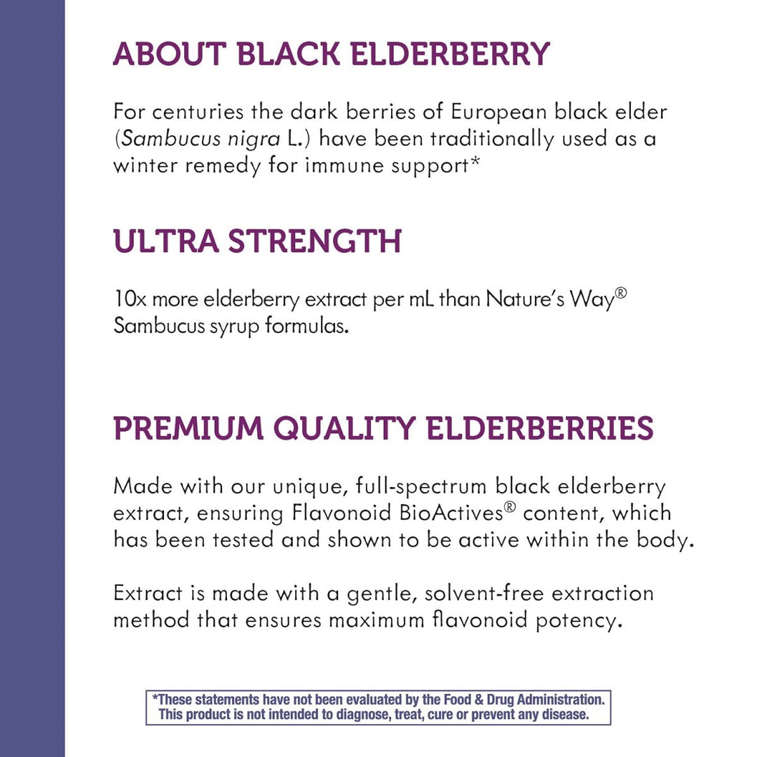 Nature's Way Sambucus Elderberry Drops with Ultra Strength Elderberry, Immune Support*, Made from 6400mg of Elderberries per 1 mL, 1 Fl. Oz. - The Oasis of Health