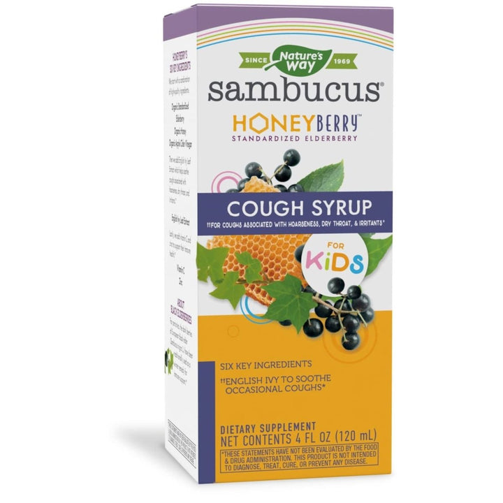 Nature's Way Sambucus HoneyBerry Cough Syrup for Kids with Black Elderberry Extract & Organic Honey, Immune Support*, 4 Fl. Oz. - The Oasis of Health