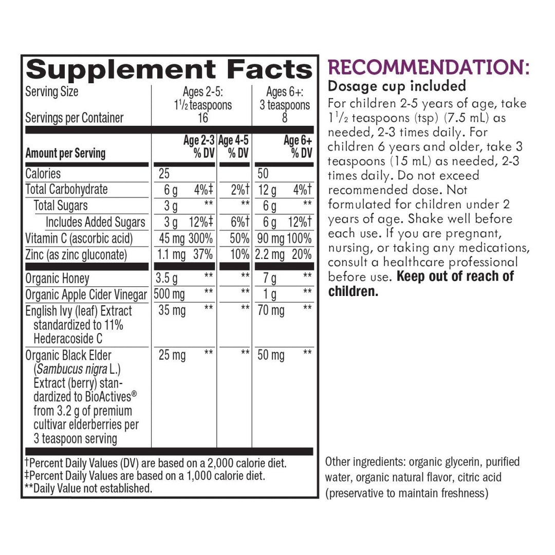 Nature's Way Sambucus HoneyBerry Cough Syrup for Kids with Black Elderberry Extract & Organic Honey, Immune Support*, 4 Fl. Oz. - The Oasis of Health