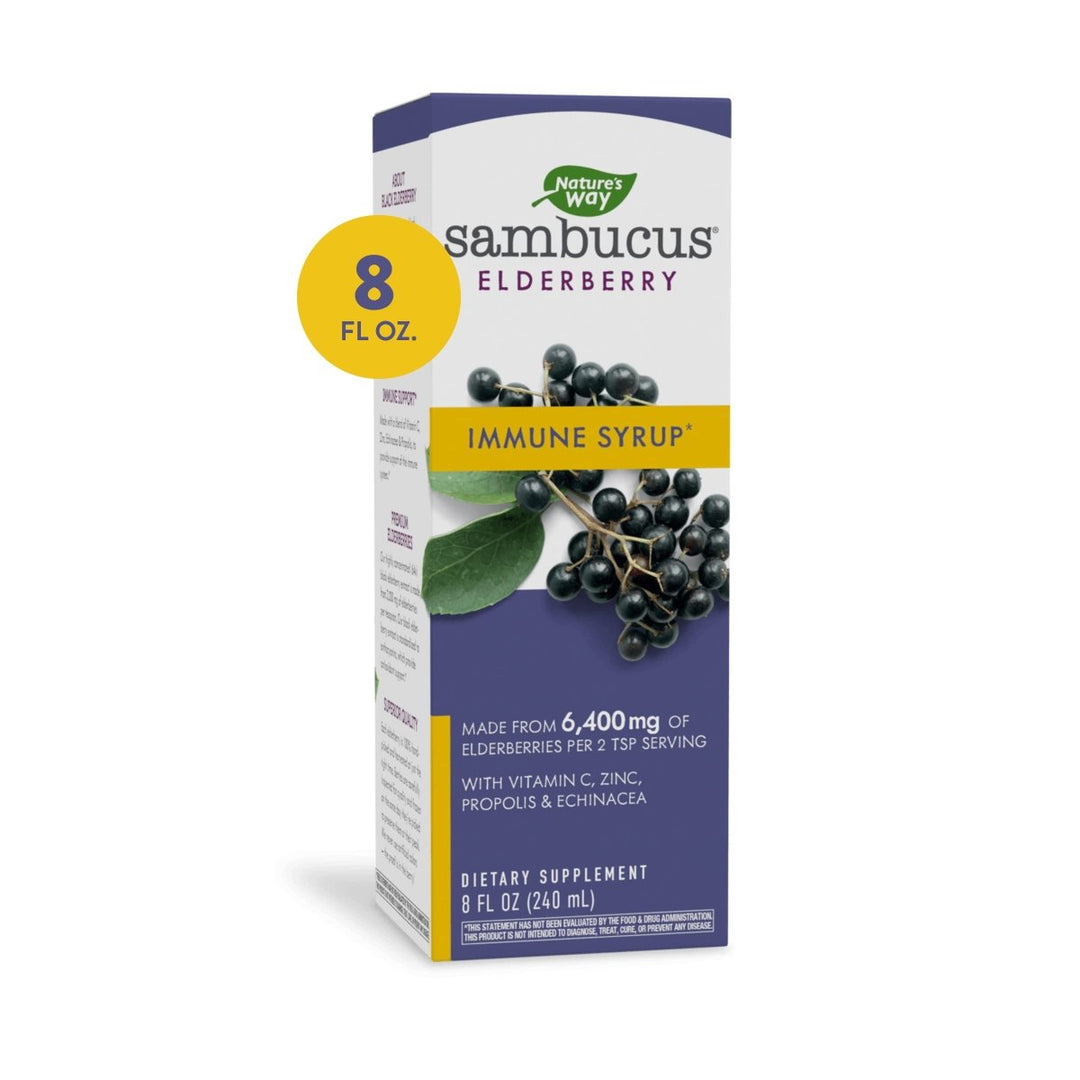 Nature's Way Sambucus Immune Elderberry Syrup - Powerful Immune Support with Vitamin C, Echinacea, and Zinc 8 oz - The Oasis of Health