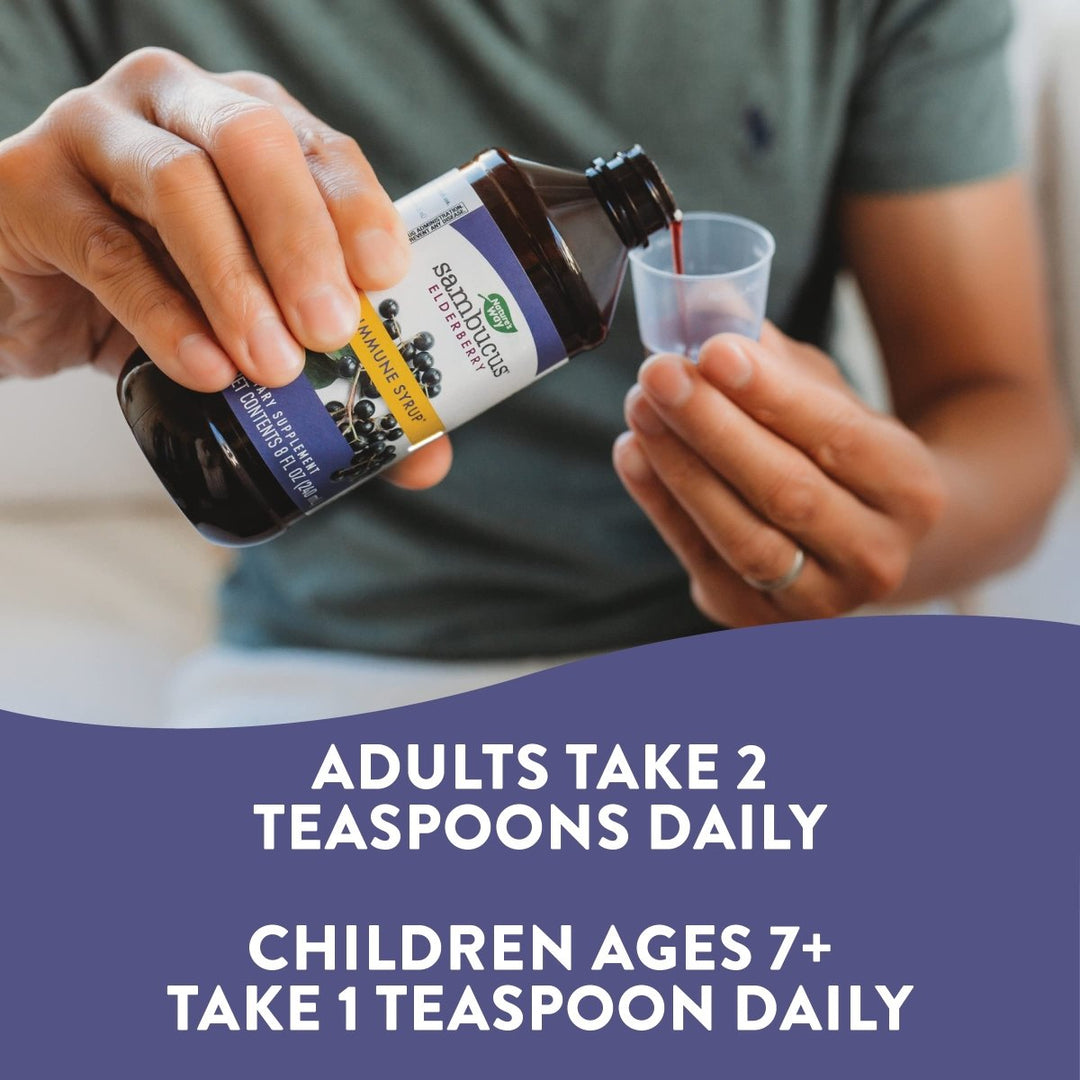 Nature's Way Sambucus Immune Elderberry Syrup - Powerful Immune Support with Vitamin C, Echinacea, and Zinc 8 oz - The Oasis of Health