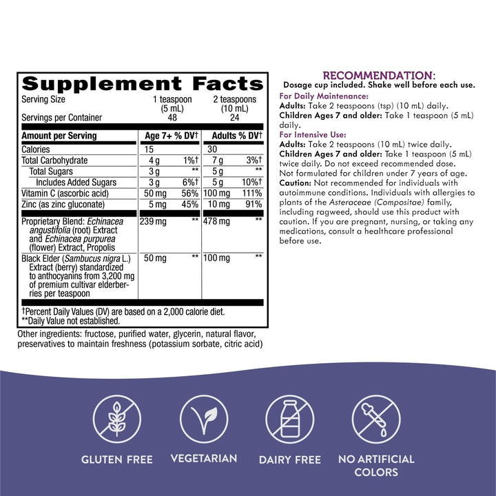 Nature's Way Sambucus Immune Elderberry Syrup - Powerful Immune Support with Vitamin C, Echinacea, and Zinc 8 oz - The Oasis of Health