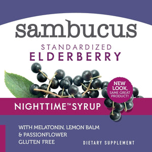 Nature's Way Sambucus NightTime Elderberry Syrup with Melatonin, Supports Restful Sleep*, 4 Fl Oz - The Oasis of Health