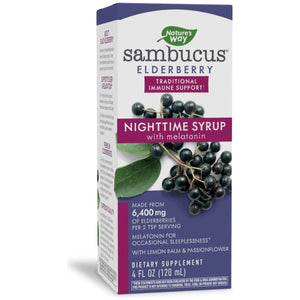 Nature's Way Sambucus NightTime Elderberry Syrup with Melatonin, Supports Restful Sleep*, 4 Fl Oz - The Oasis of Health
