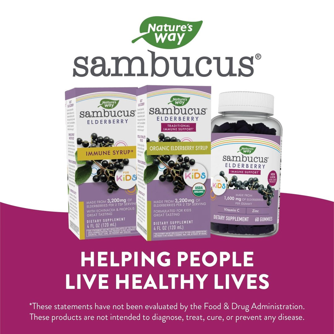 Nature's Way Sambucus Organic Elderberry Syrup for Kids - 4 Fl. Oz - Great Tasting - Gluten - Free - The Oasis of Health