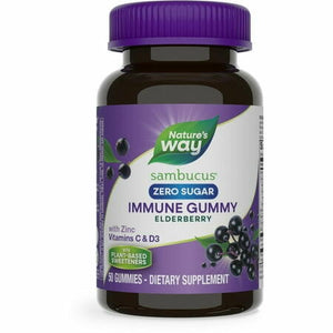 Nature’s Way Sambucus Zero Sugar Elderberry Immune Gummies with Vitamins C D3 & Zinc Unisex 50ct - The Oasis of Health
