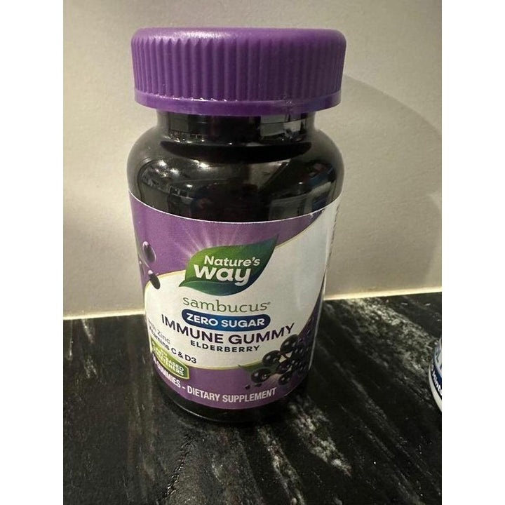 Nature’s Way Sambucus Zero Sugar Elderberry Immune Gummies with Vitamins C D3 & Zinc Unisex 50ct - The Oasis of Health