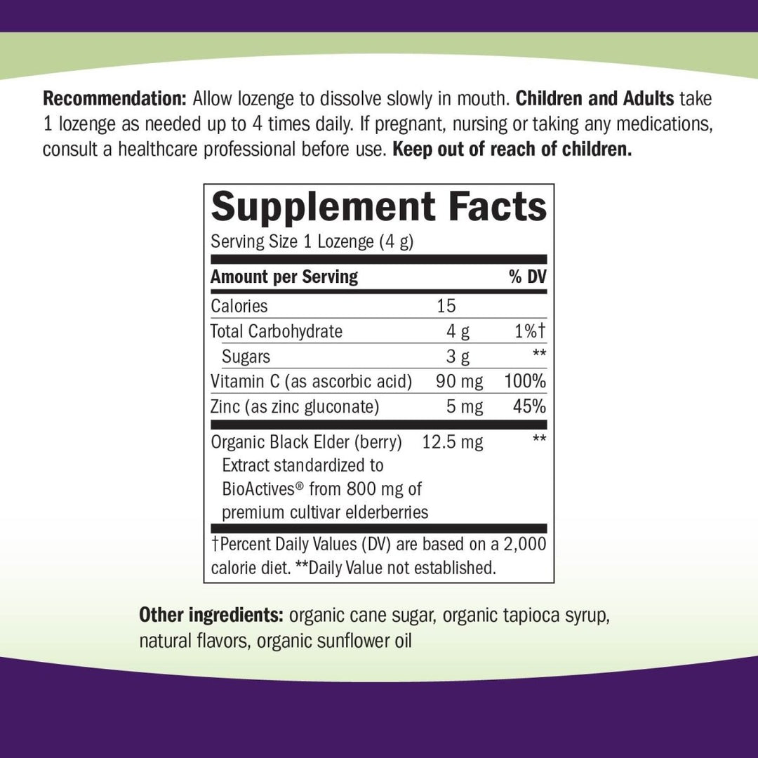 Nature's Way Sambucus Zinc Lozenges with Elderberry and Vitamin C, Honey Lemon Flavor, 24 Lozenges - The Oasis of Health