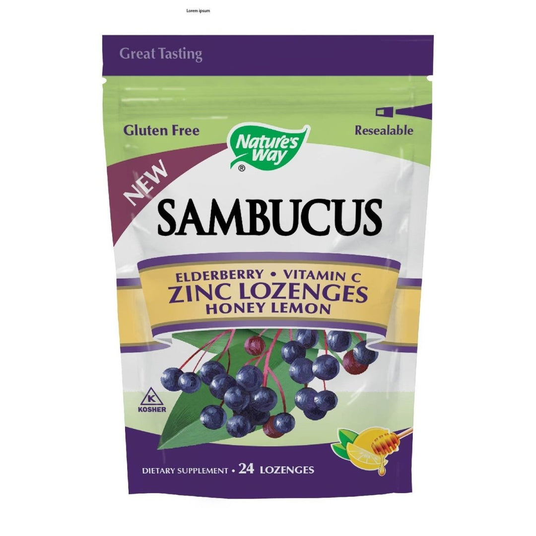 Nature's Way Sambucus Zinc Lozenges with Elderberry and Vitamin C, Honey Lemon Flavor, 24 Lozenges - The Oasis of Health