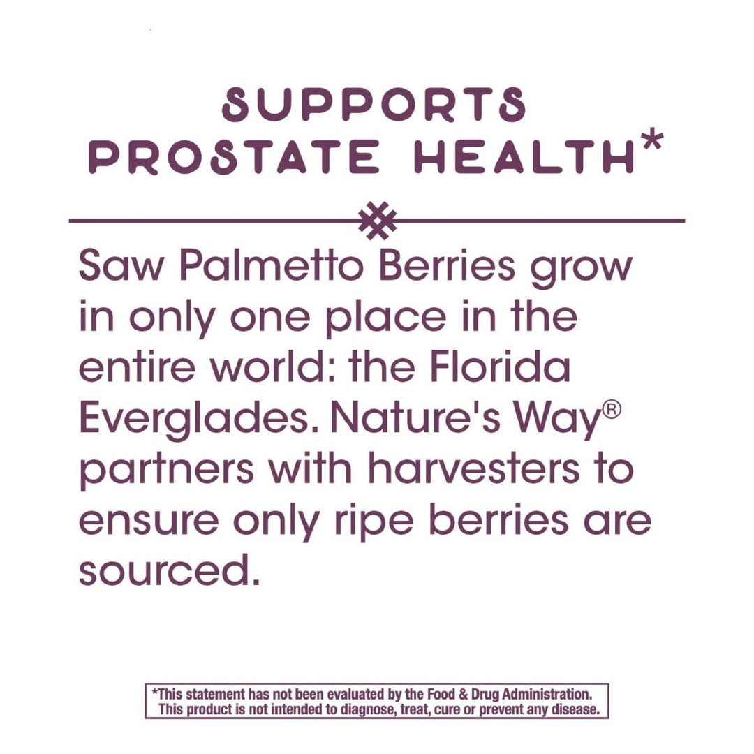Nature's Way Saw Palmetto Standardized Extract Prostate Health, 160 mg per serving, 120 Softgels - The Oasis of Health