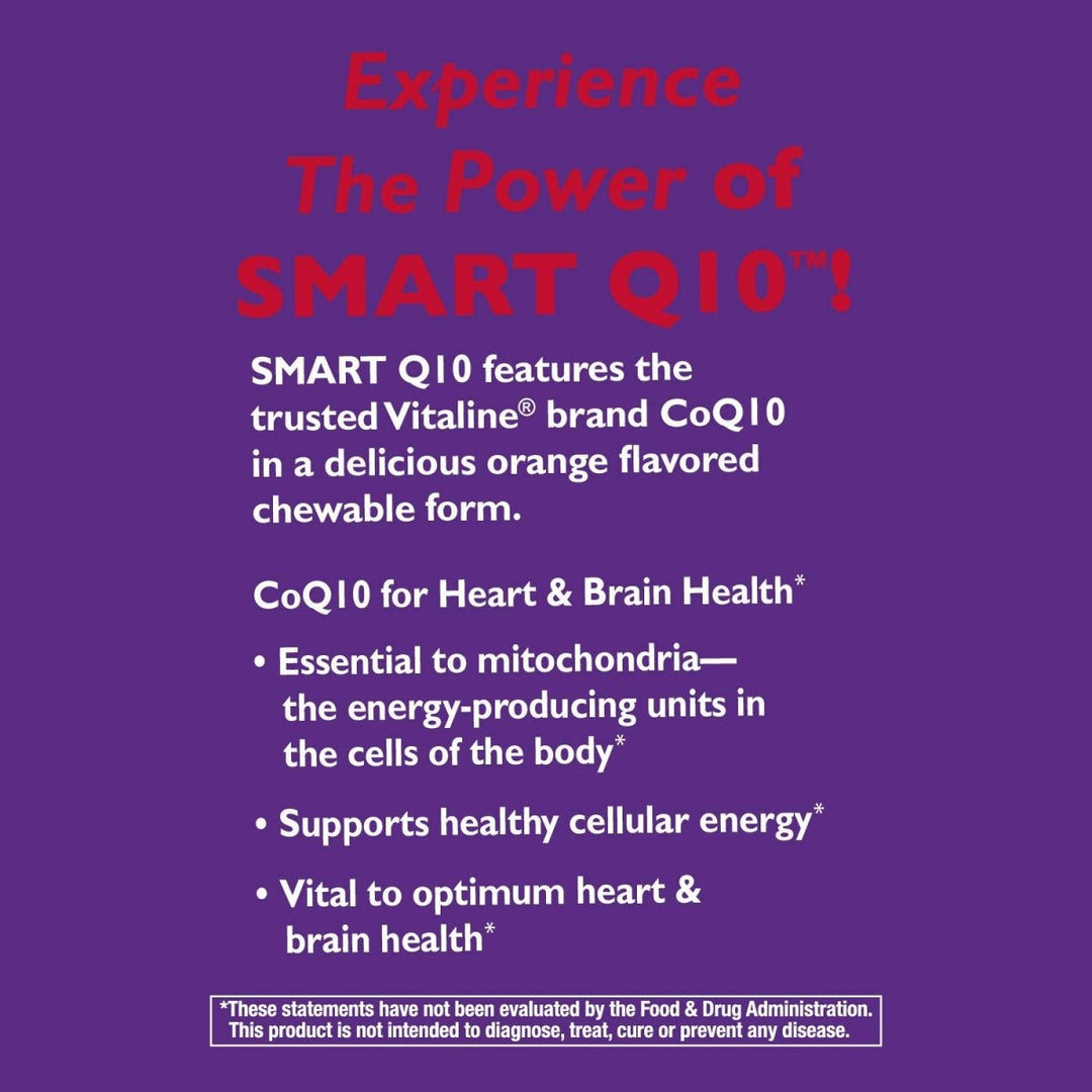 Nature's Way SMART Q10 CoQ10 Chewables - Empowering Heart and Brain Health with a Burst of Orange Flavor - The Oasis of Health