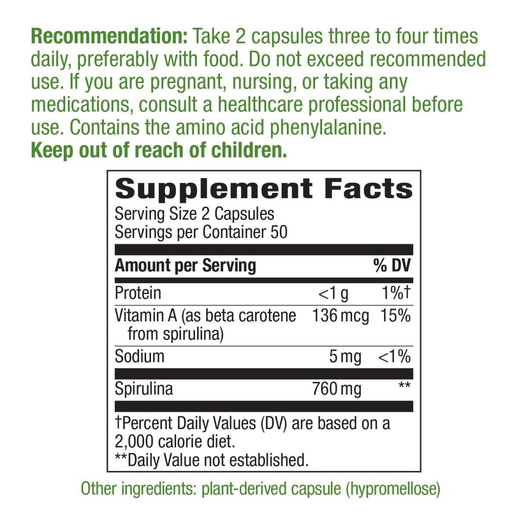 Nature's Way Spirulina Micro - Algae, 760 mg per serving - The Oasis of Health