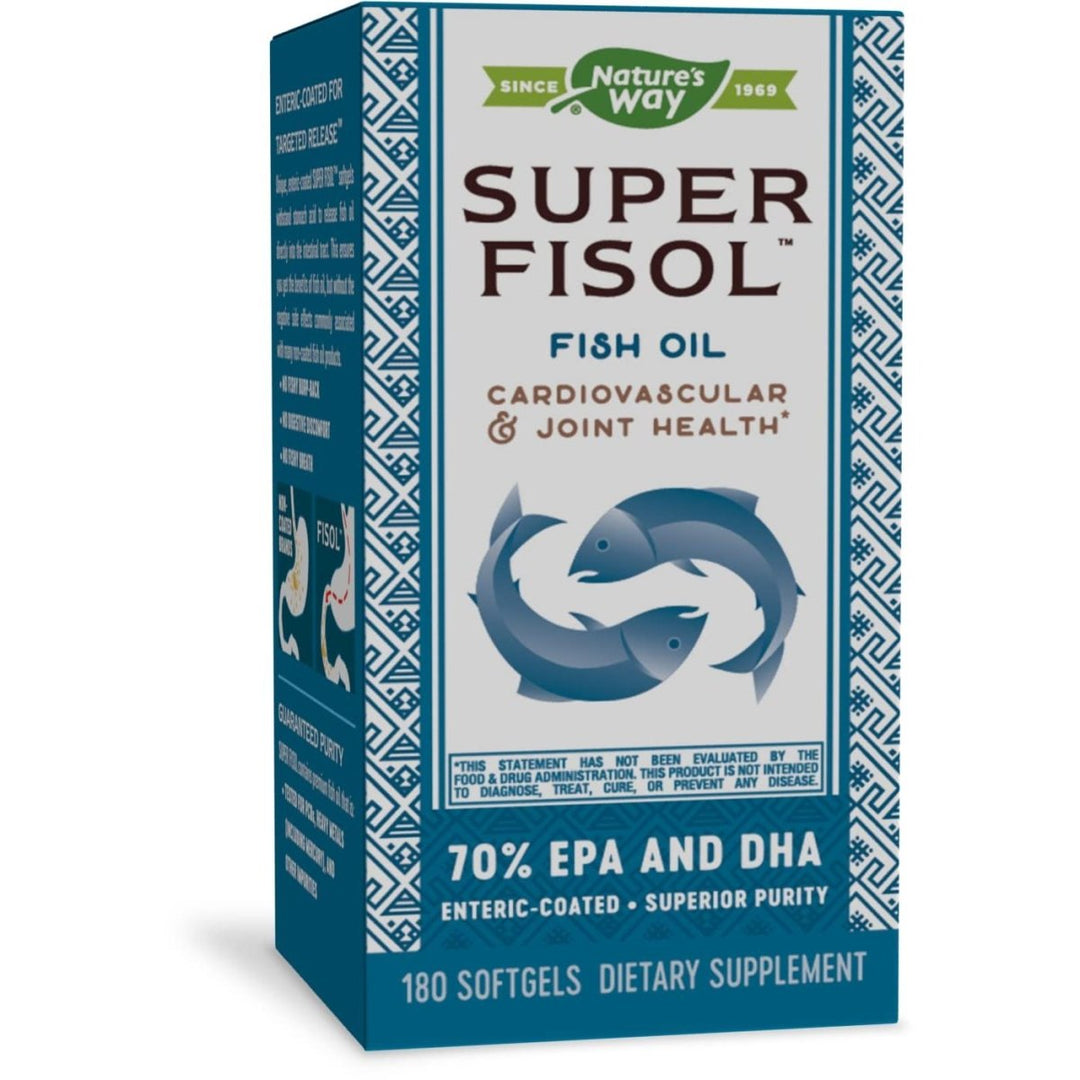 Nature's Way Super Fisol Enteric - Coated Fish Oil for Targeted Release, 70% EPA/DHA, 180 Softgels - The Oasis of Health