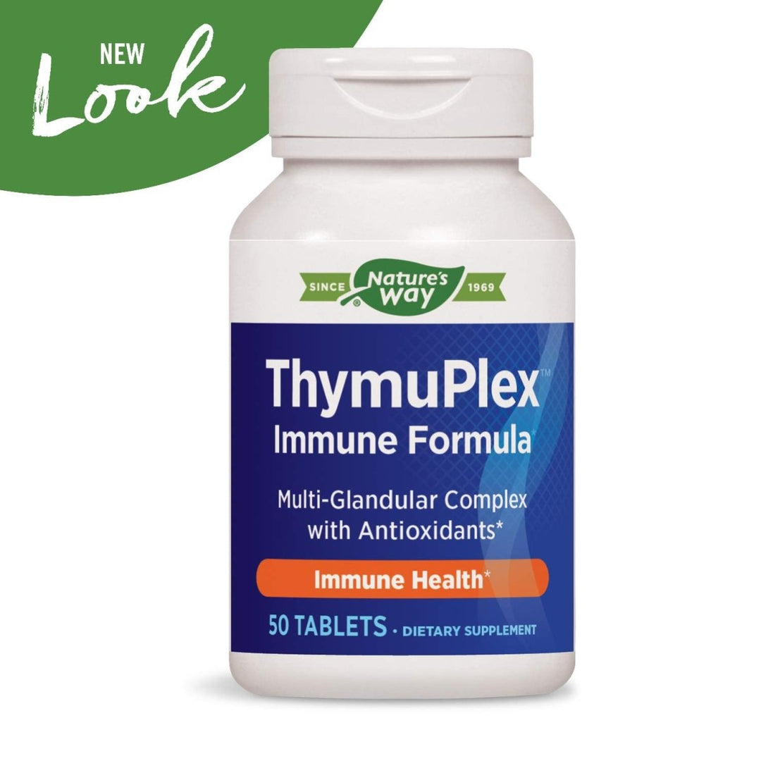Nature's Way ThymuPlex Immune Formula, Multi - Glandular Complex with Antioxidants, Vitamin C & E, Selenium and Beta Carotene, 50 Tablets - The Oasis of Health
