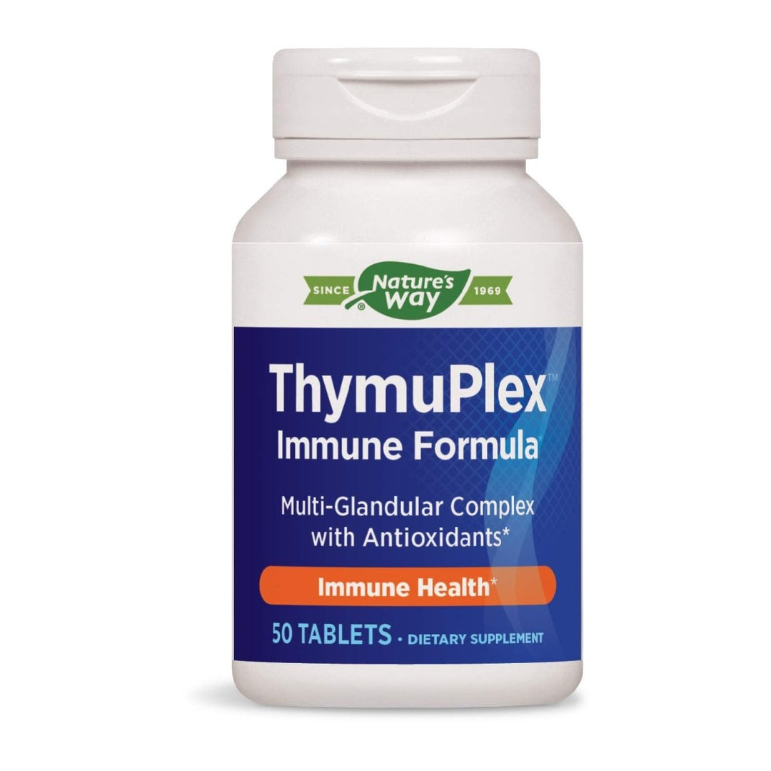 Nature's Way ThymuPlex Immune Formula, Multi - Glandular Complex with Antioxidants, Vitamin C & E, Selenium and Beta Carotene, 50 Tablets - The Oasis of Health
