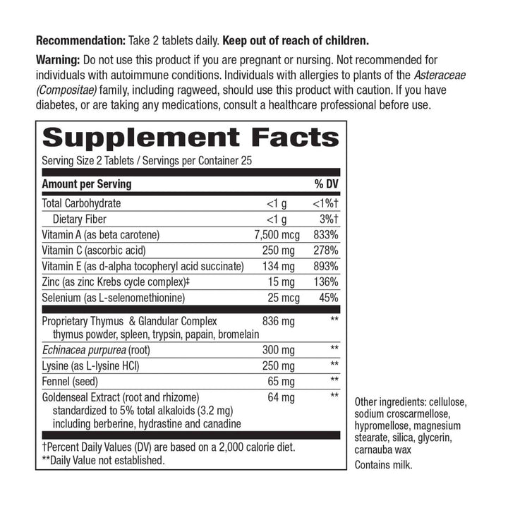 Nature's Way ThymuPlex Immune Formula, Multi - Glandular Complex with Antioxidants, Vitamin C & E, Selenium and Beta Carotene, 50 Tablets - The Oasis of Health