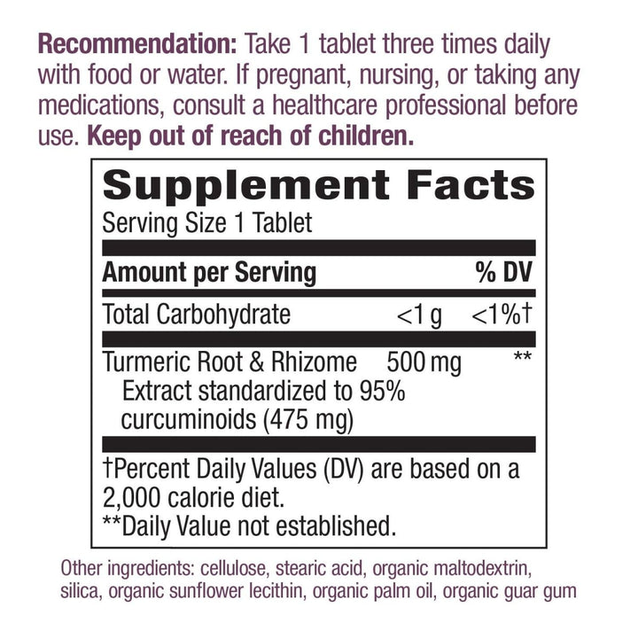 Nature's Way Turmeric Premium Extract Supports Joint Health* Non - GMO Project Verified 500mg per Serving 120 Tablets - The Oasis of Health