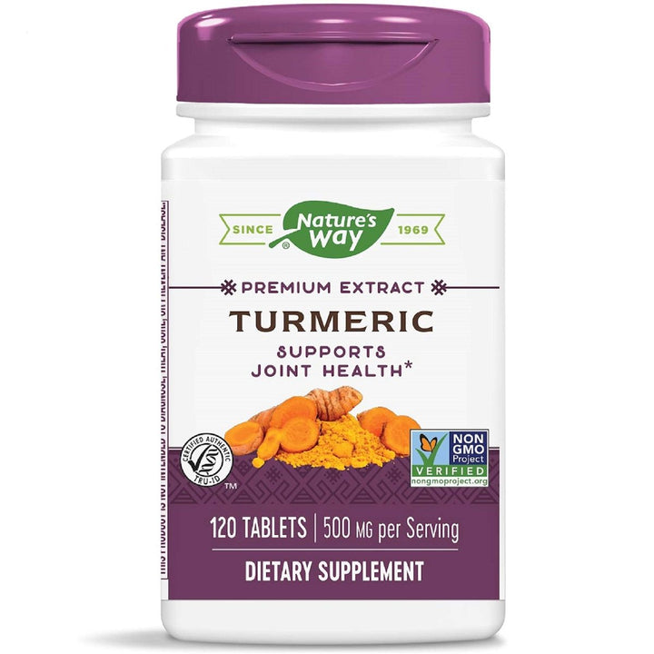Nature's Way Turmeric Premium Extract Supports Joint Health* Non - GMO Project Verified 500mg per Serving 120 Tablets - The Oasis of Health