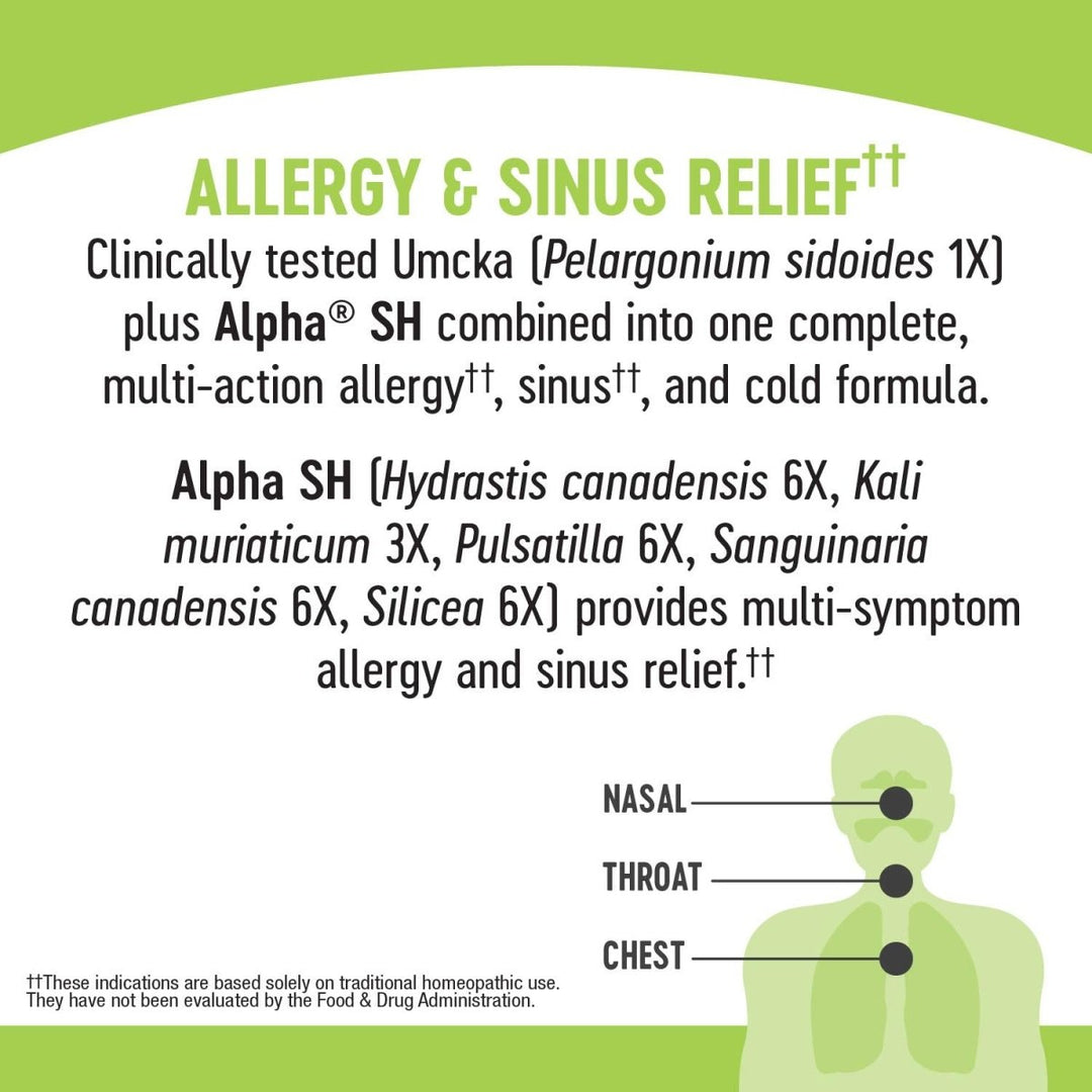 Nature's Way Umcka Allergy and Sinus Homeopathic Chewable Tablets - Cherry Flavor - 20 Count - The Oasis of Health