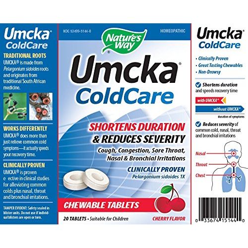 Nature's Way Umcka ColdCare Chewable, Cherry, 20 Count - The Oasis of Health