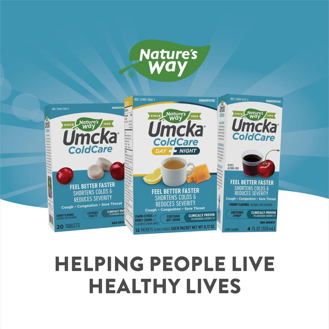 Nature's Way Umcka ColdCare Day + Night, Soothing Hot Drink Mixes, Lemon & Honey Flavors, 12 Packets - The Oasis of Health