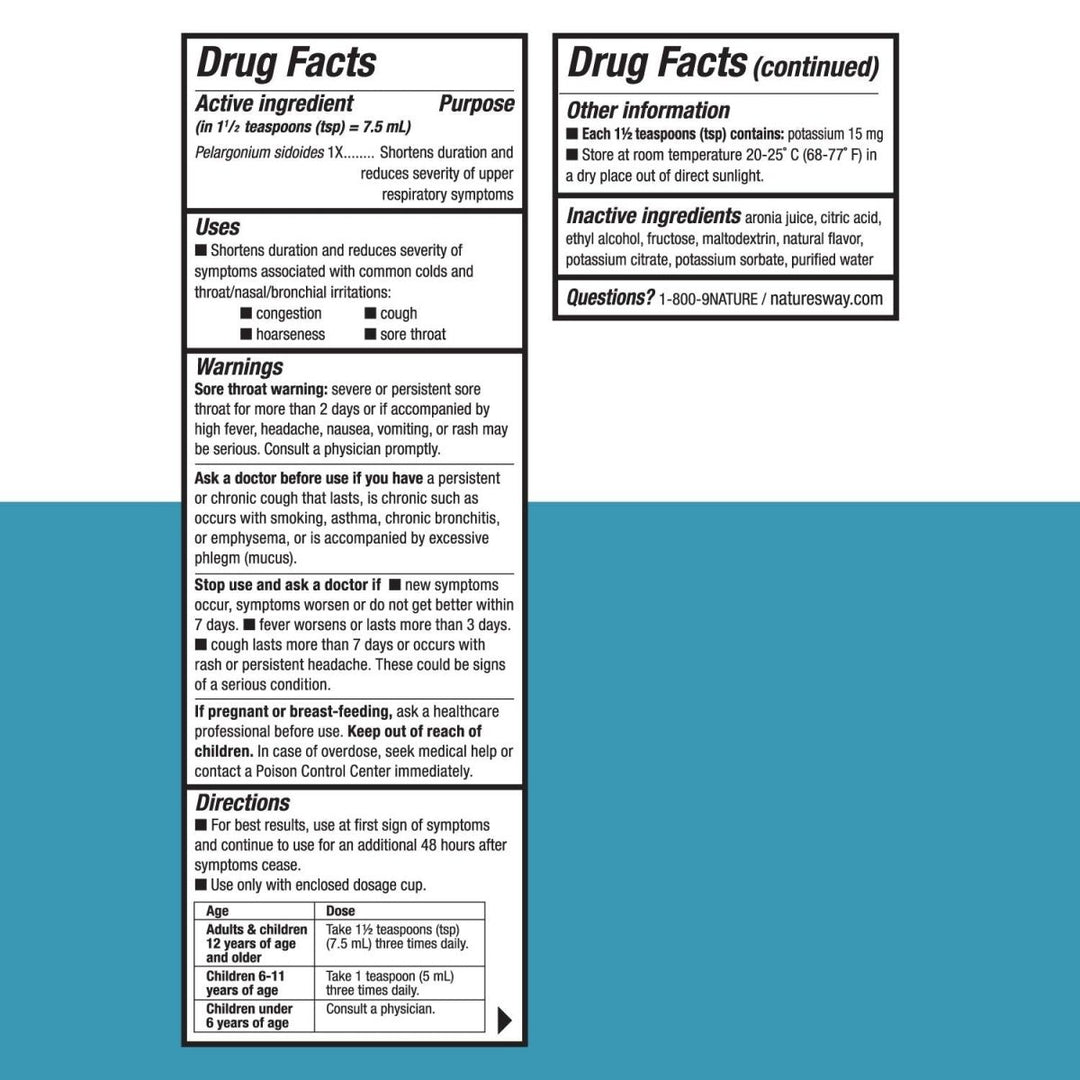 Nature's Way Umcka ColdCare Shortens Duration & Reduces Severity, 99.95% Alcohol - Free Cherry, 8 Oz. - The Oasis of Health