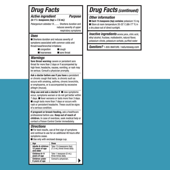 Nature's Way Umcka ColdCare Shortens Duration & Reduces Severity, 99.95% Alcohol - Free Cherry, 8 Oz. - The Oasis of Health