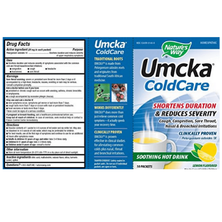 Nature's Way Umcka ColdCare Soothing Hot Drink Lemon 10 Packets - 2 Pack - The Oasis of Health