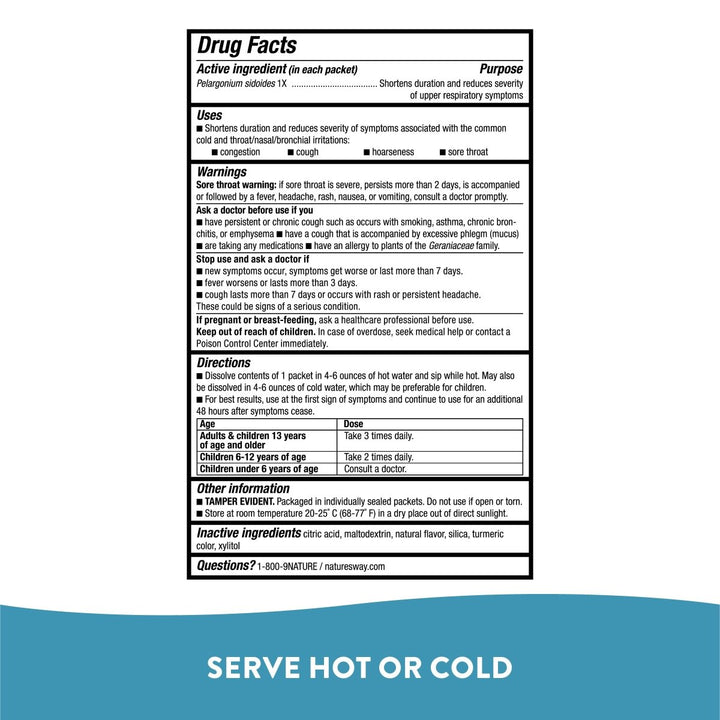 Nature's Way Umcka ColdCare Soothing Hot Drink Mix, Feel Better Faster, Clinically Proven, Lemon Flavored, 10 Packets - The Oasis of Health